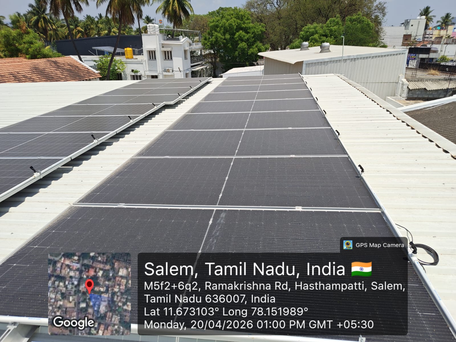 Rooftop array in commissioning — Hasthampatti, Salem